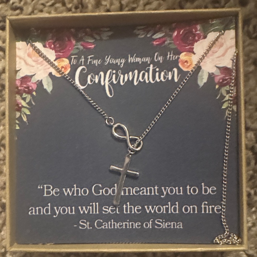 Silver Infinity Cross girls confirmation Necklace